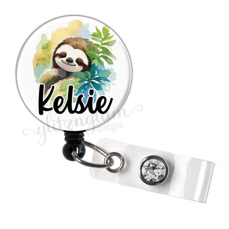 Cute Sloth Badge Holder, Sloth Badge Reel, Animal Rescue Badge Holder,  Personalized Retractable Badge, Fun Animal Badge Reel - GG6253A