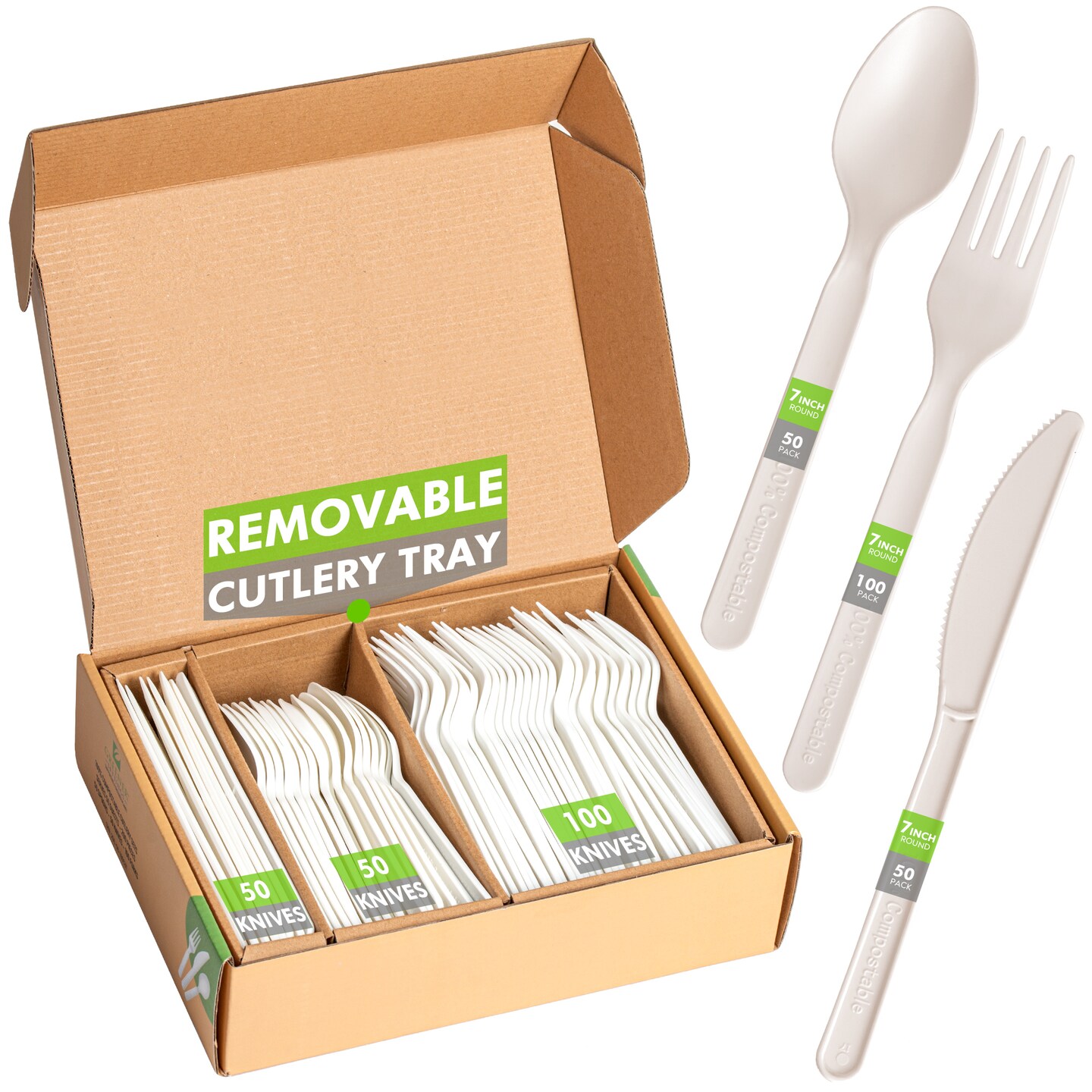 Compostable Disposable Plant Based Cutlery Set (50 Sets)