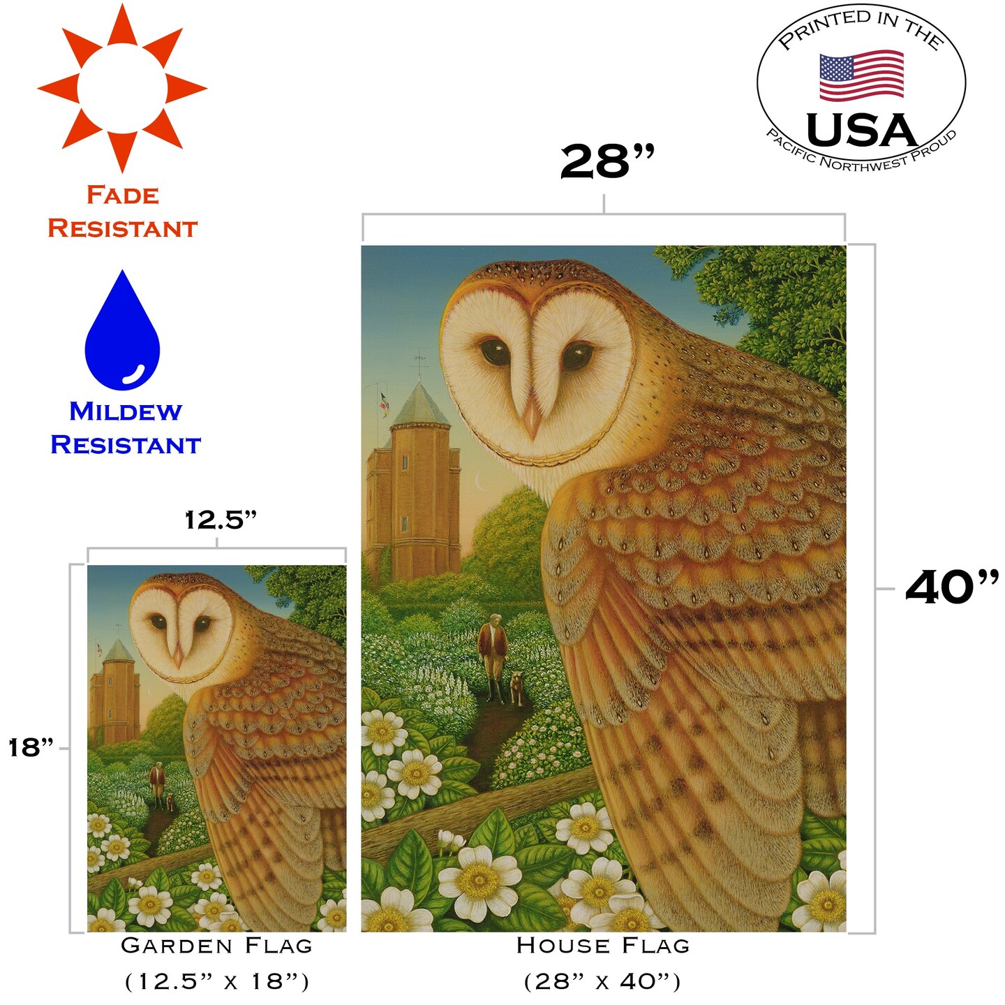 Great Owl Decorative Owl Flag