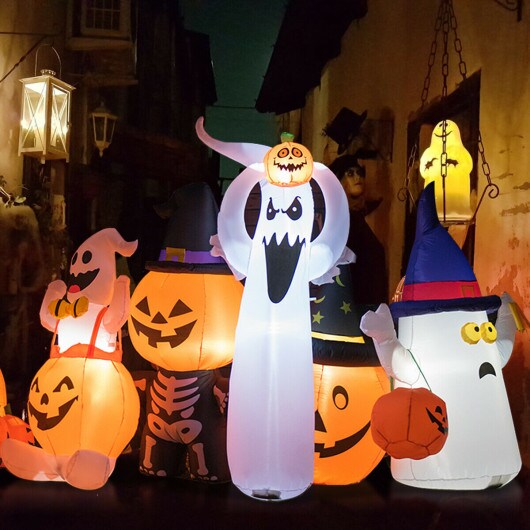 6&#x27; Halloween Inflatable Air Blown Ghost with Pumpkin