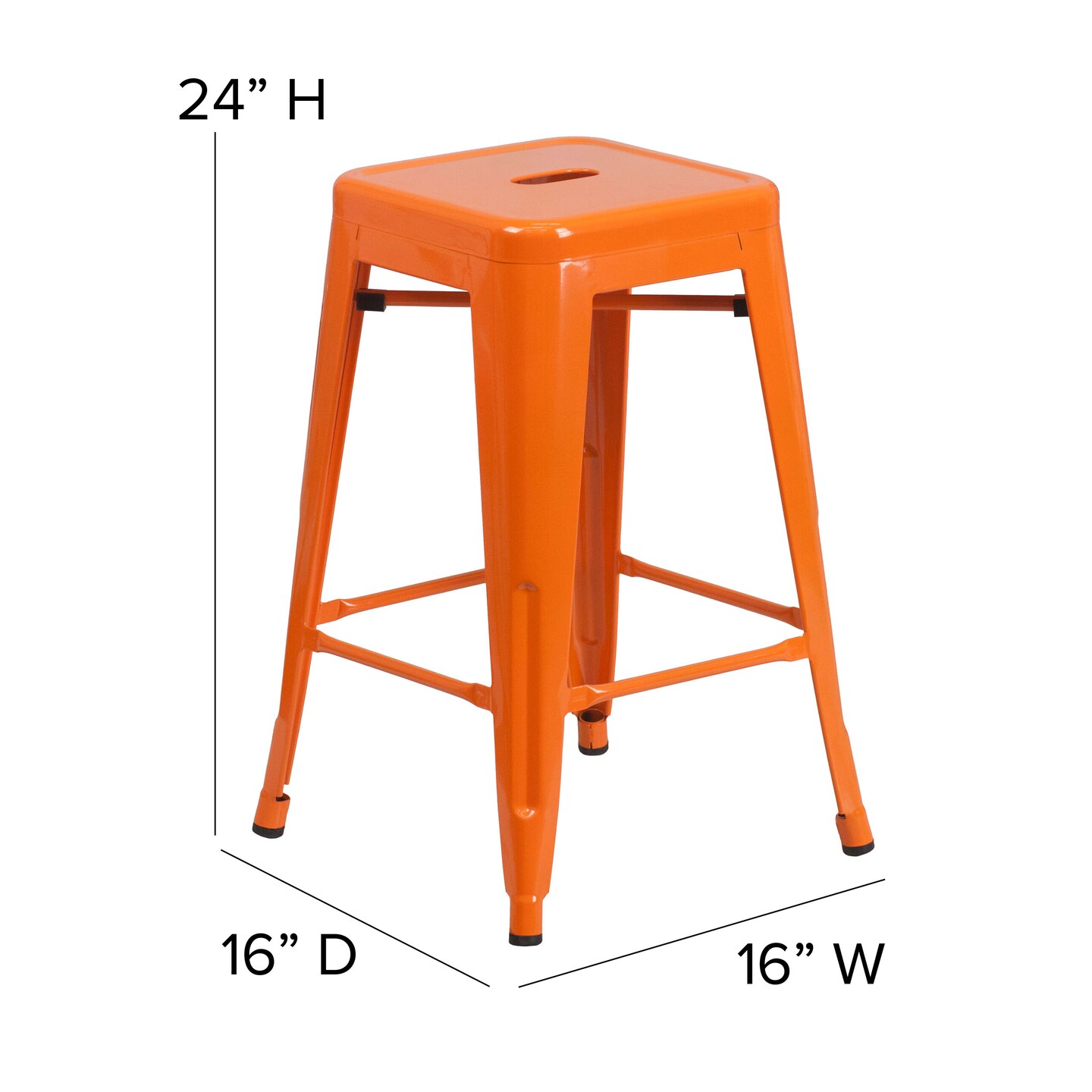 Emma and Oliver Kam Backless Metal Indoor-Outdoor Stool with All-Weather Polystyrene Seat