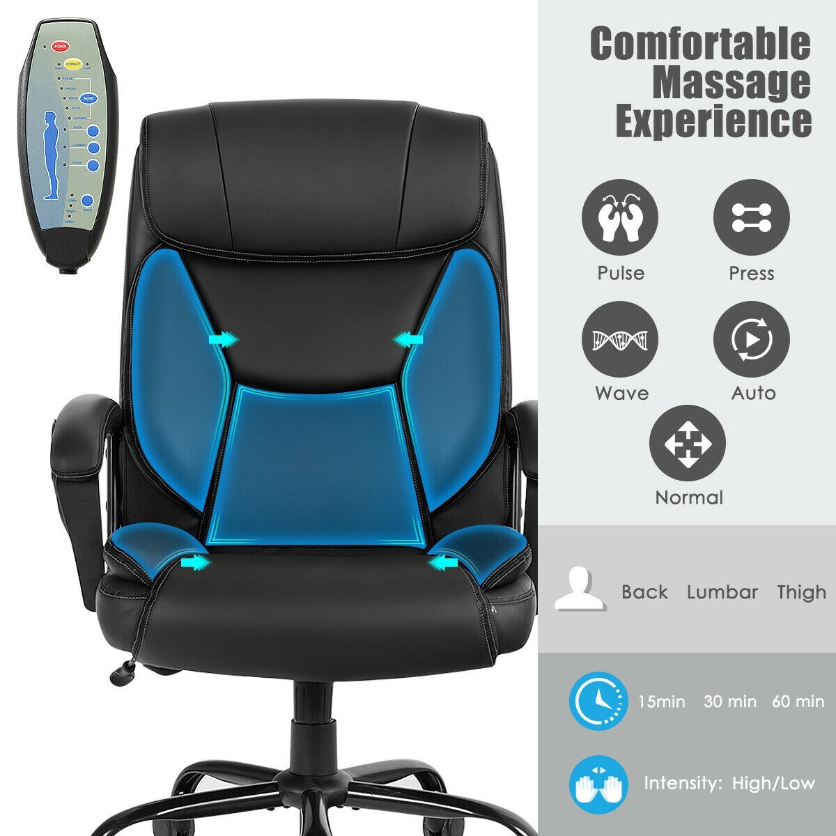 Massage Executive Office Chair with 6 Vibrating Points