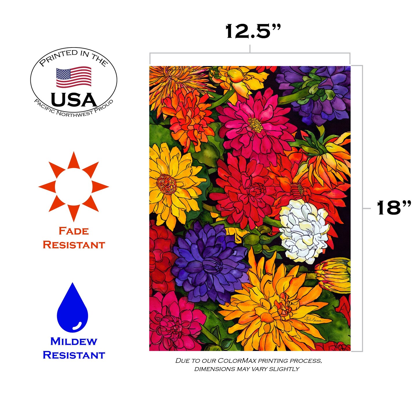 Dizzy Dahlias Decorative Flower Flag