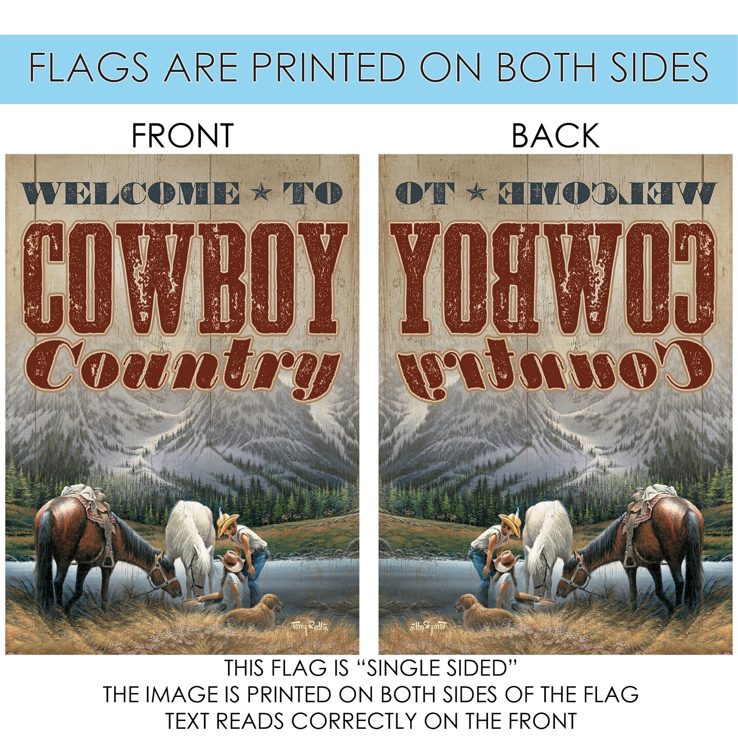 Cowboy Country Decorative Welcome Flag
