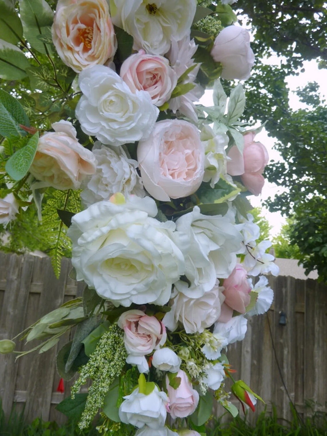 Wine, Blush Pink hotsell and Ivory Wedding Arch Floral, Silk Floral Swag, Artificial Roses, Dahlias, Anemones, Mums, Fern, Arbor Decor, Fall Wedding