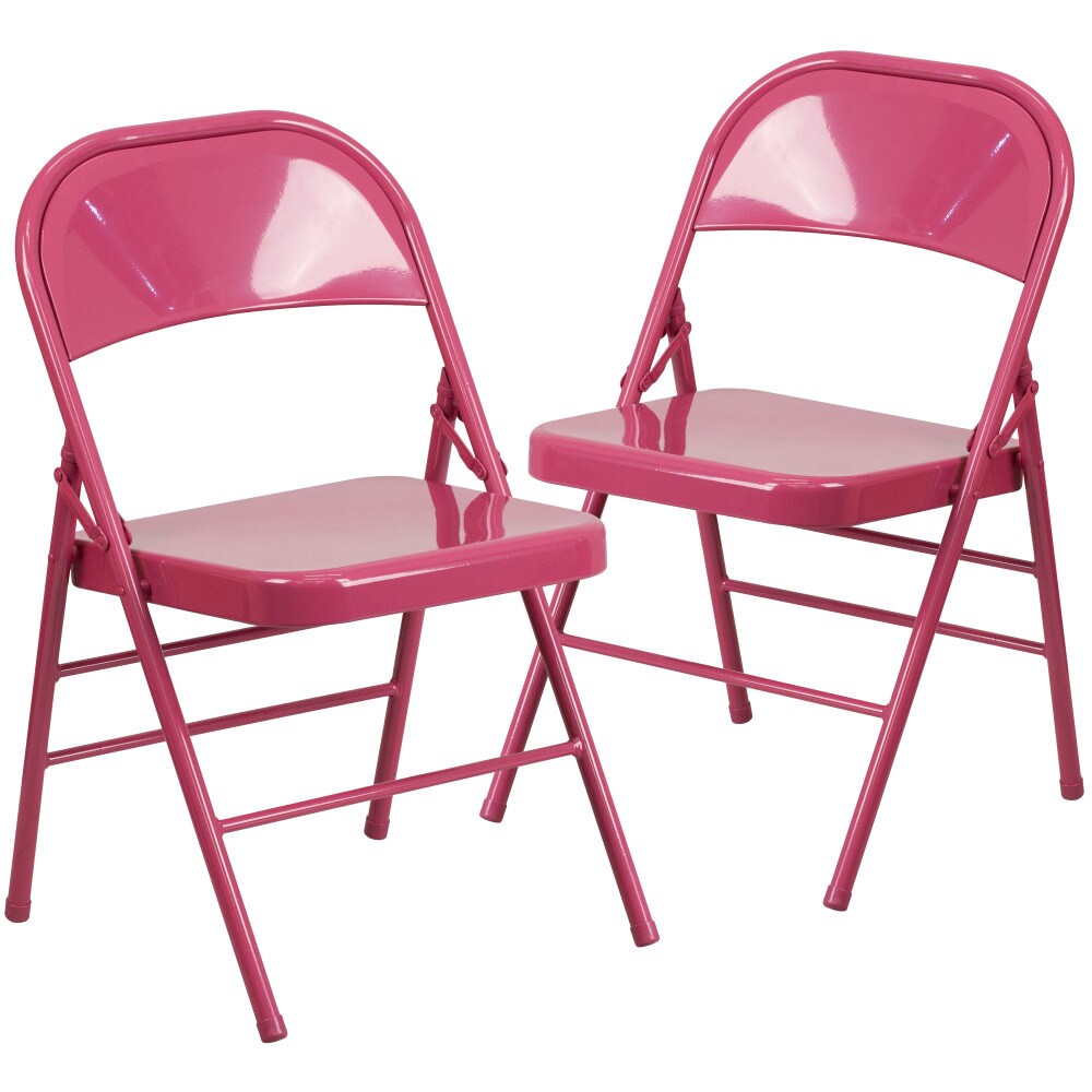 Emma and Oliver 2 Pack Home & Office Colorful Metal Folding Chair Teen and Event Seating