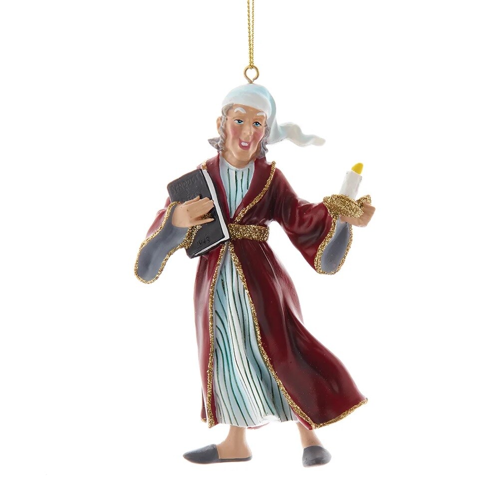 KSA Pack of 6 Red and Gray Scrooge in Bath Robe Christmas Ornaments 5"