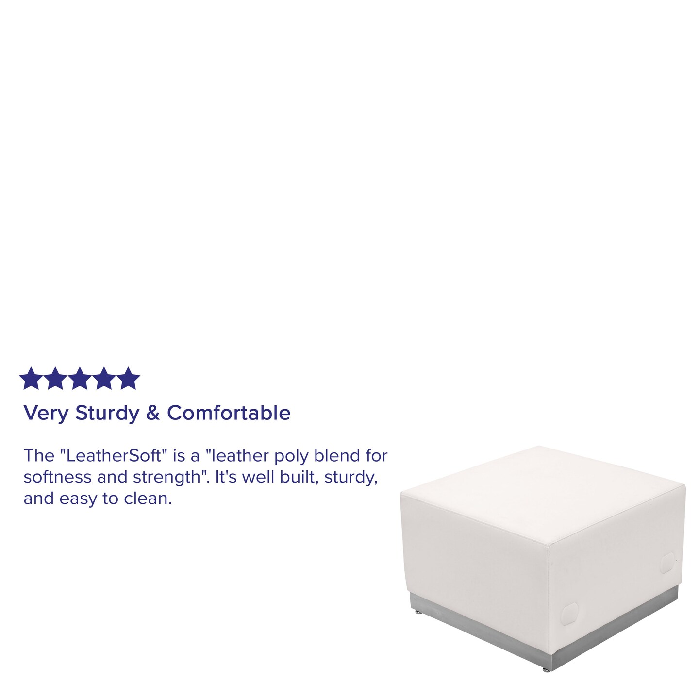 Emma and Oliver Modular Reception Ottoman with Brushed Stainless Steel Base