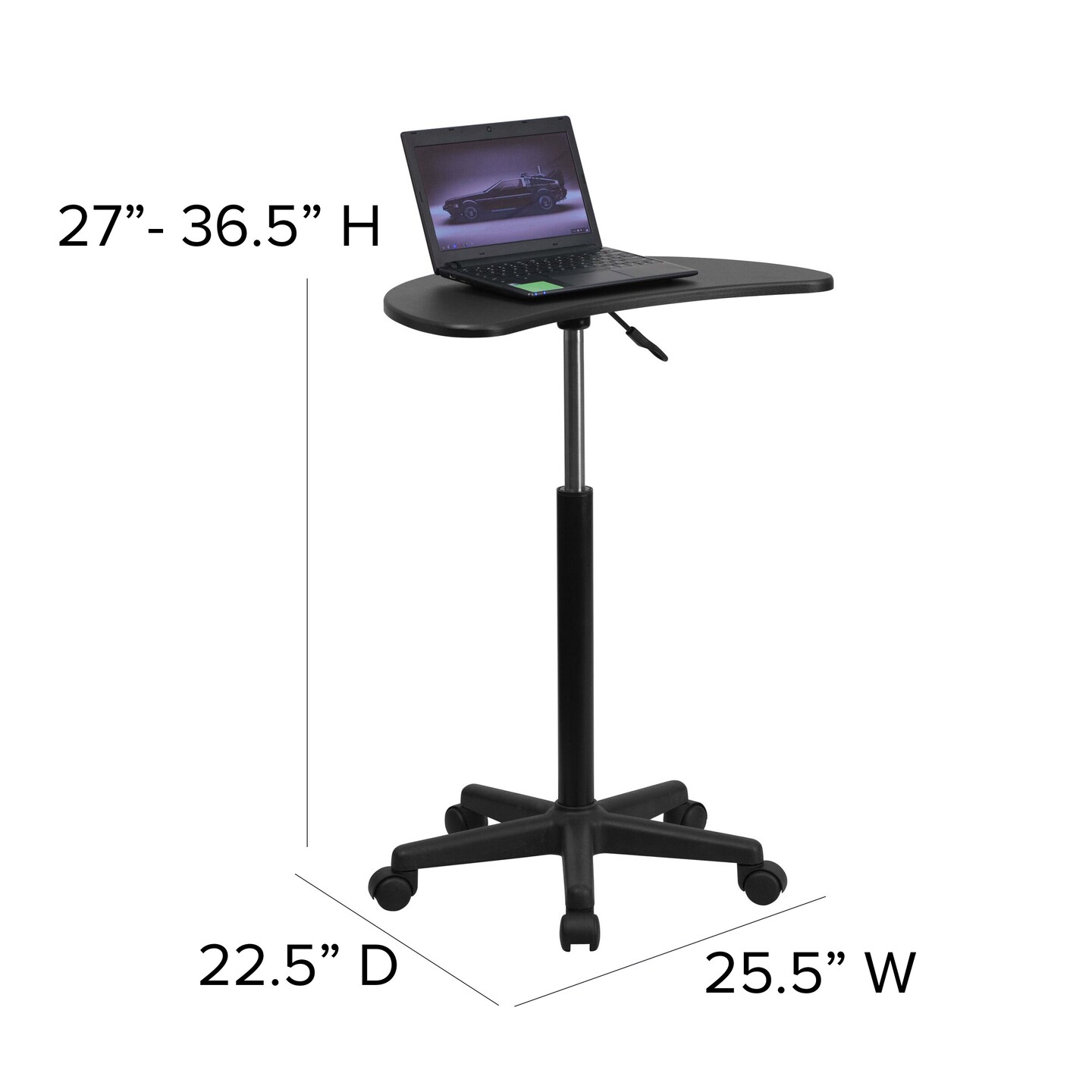Emma and Oliver Sit to Stand Mobile Laptop Computer Desk - Portable Rolling Standing Desk
