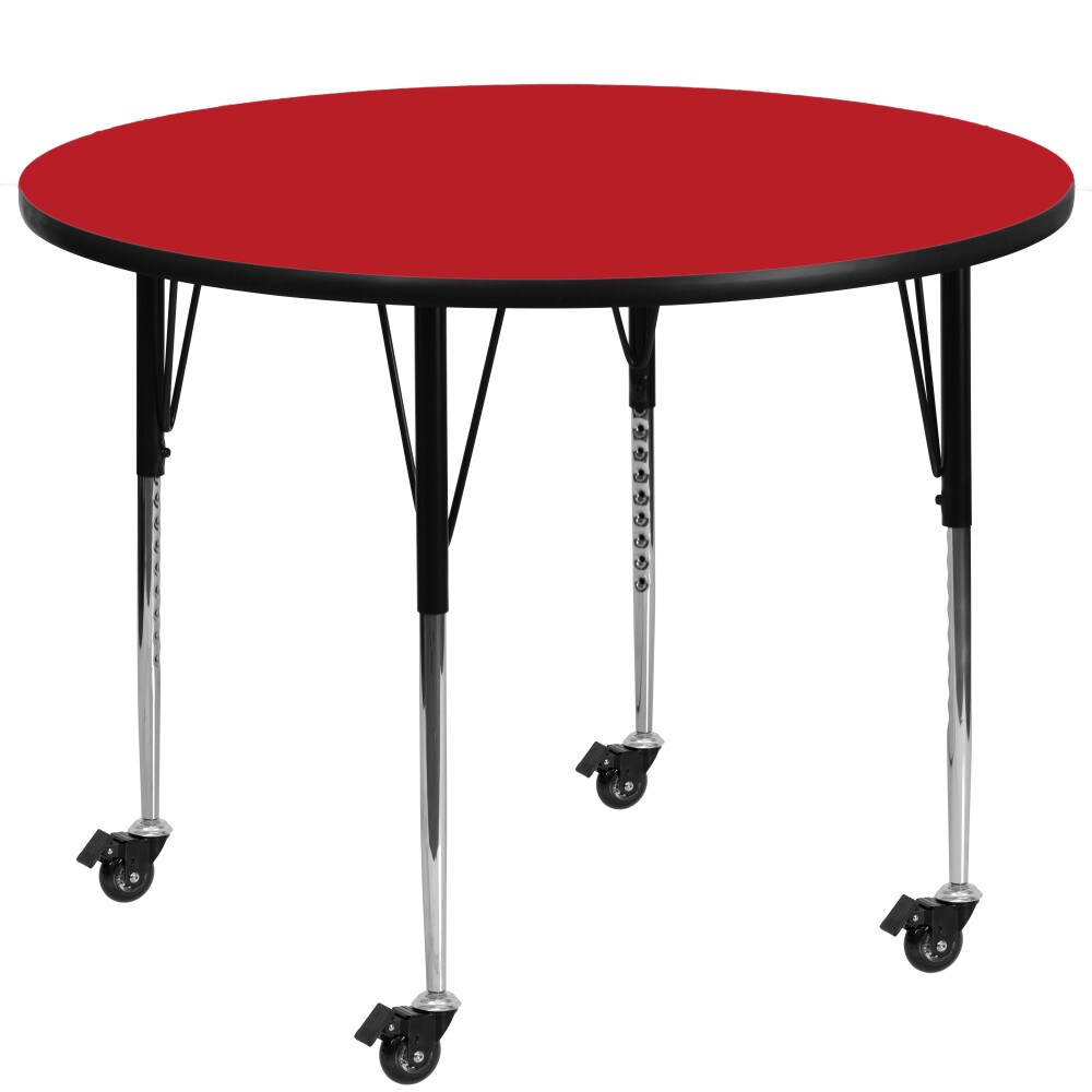 Emma and Oliver Mobile 48" Round HP Laminate Adjustable Activity Table