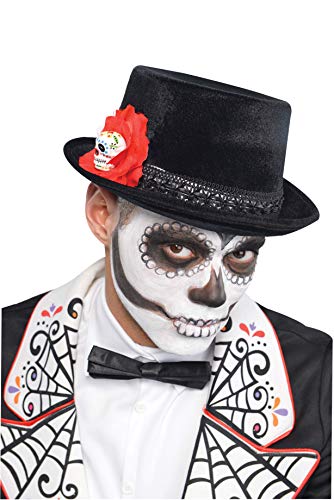 Day of the Dead Top Hat Costume Accessory - One Size, Black - 1 Pc.