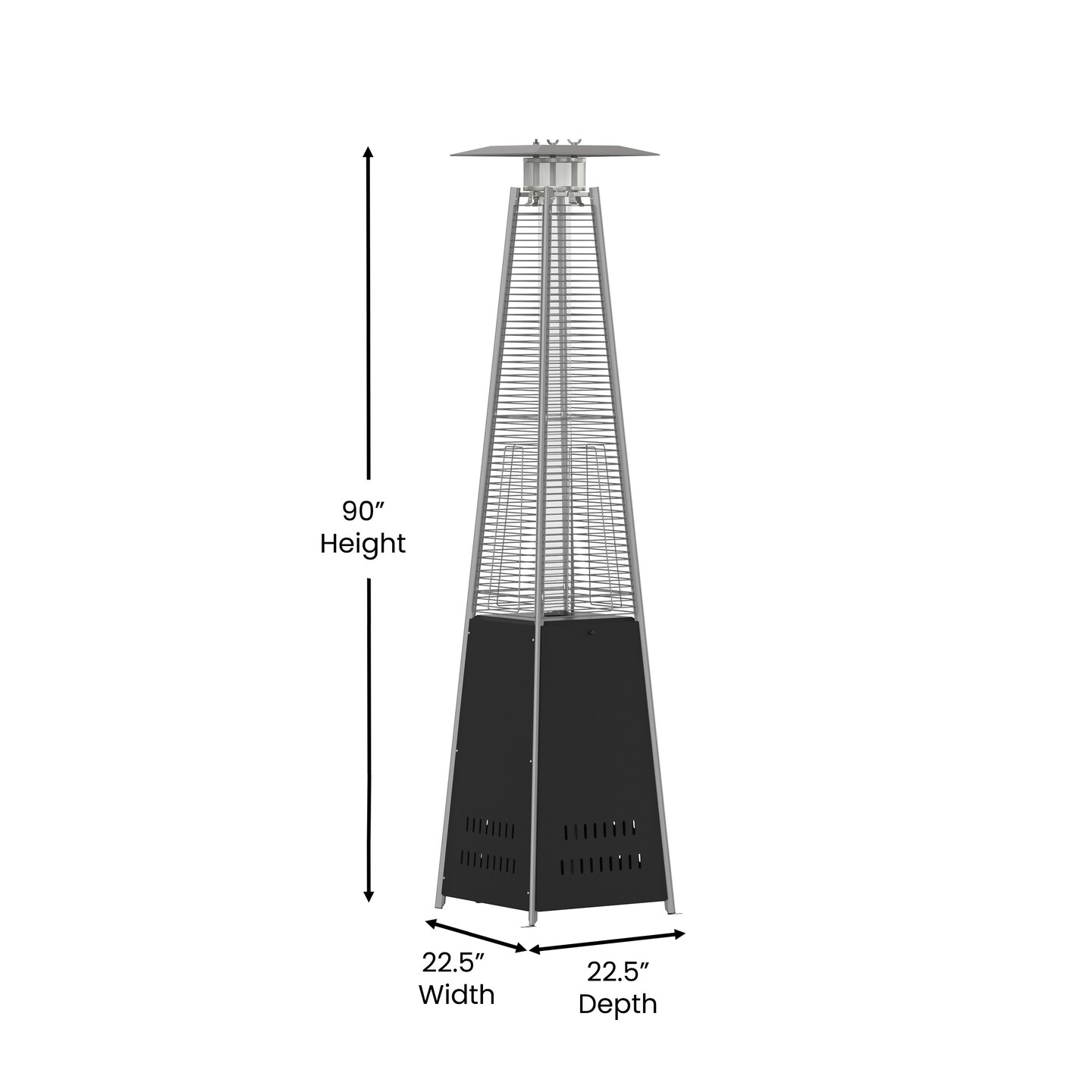 Merrick Lane Stainless Steel Pyramid Shape Portable Outdoor Patio Heater - 7.5 Feet Tall