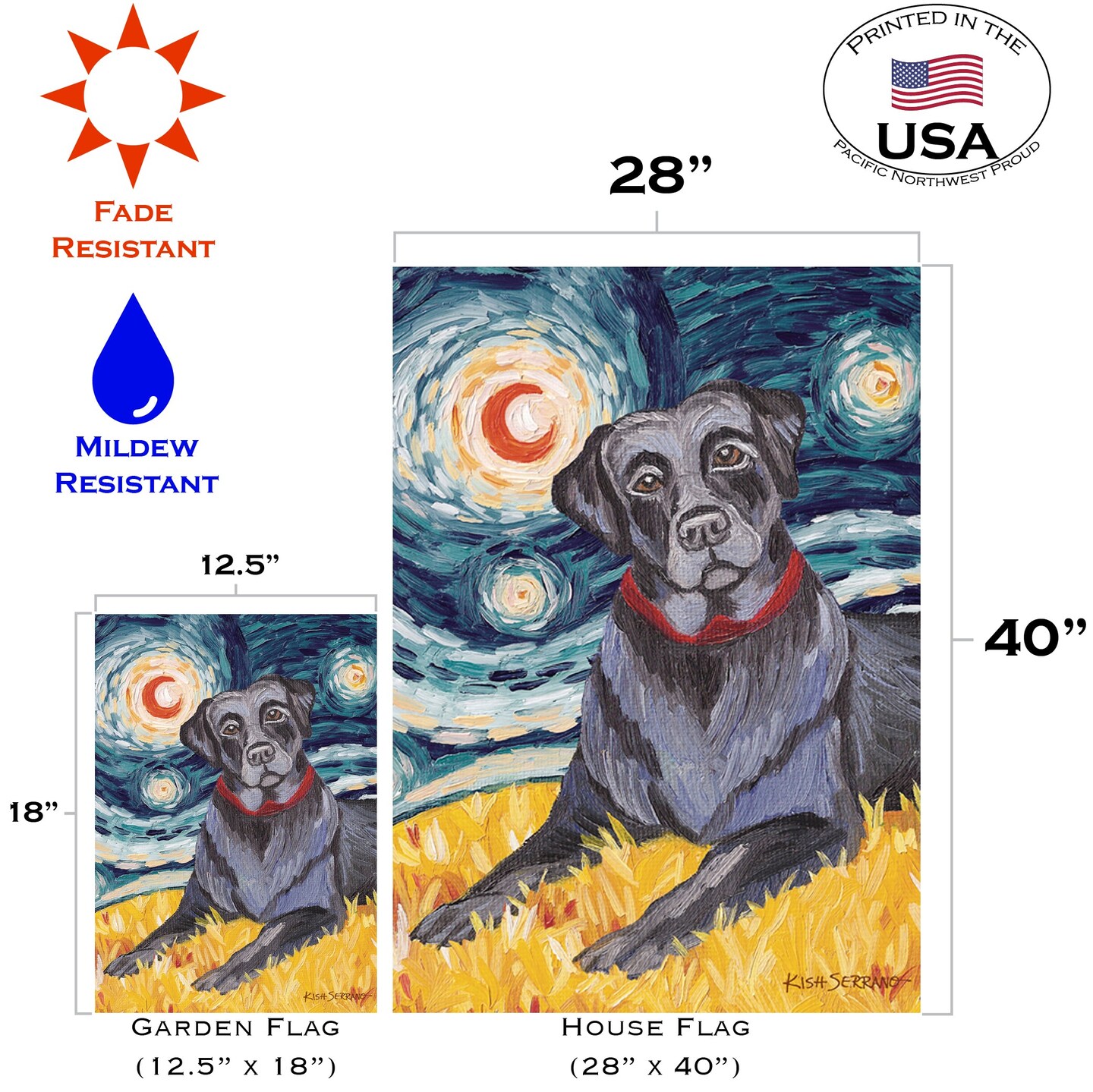 Van Growl-Black Lab Decorative Dog Flag