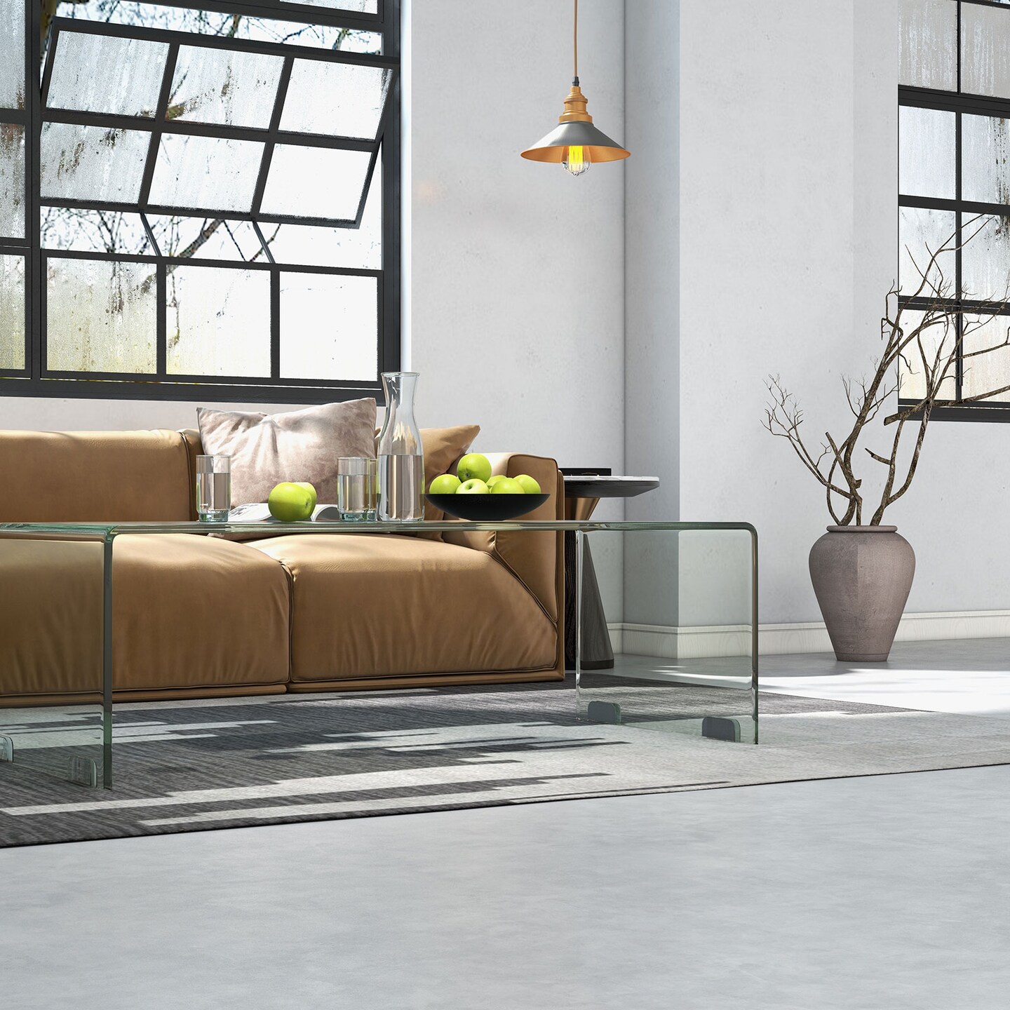 Clear Tempered Glass Coffee Table with Rounded Edges