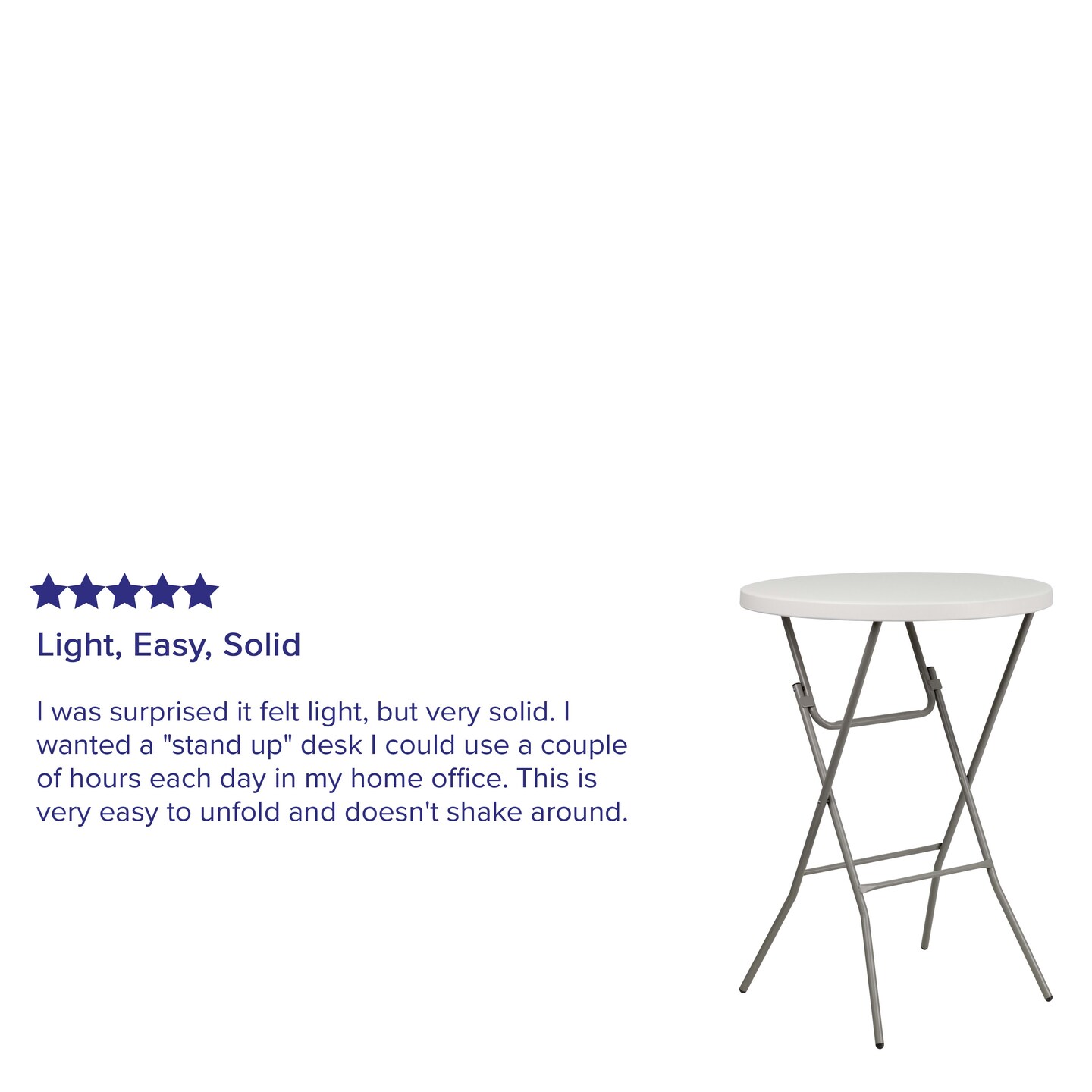 Emma and Oliver 2.63-Foot Round Plastic Bar Height Folding Table