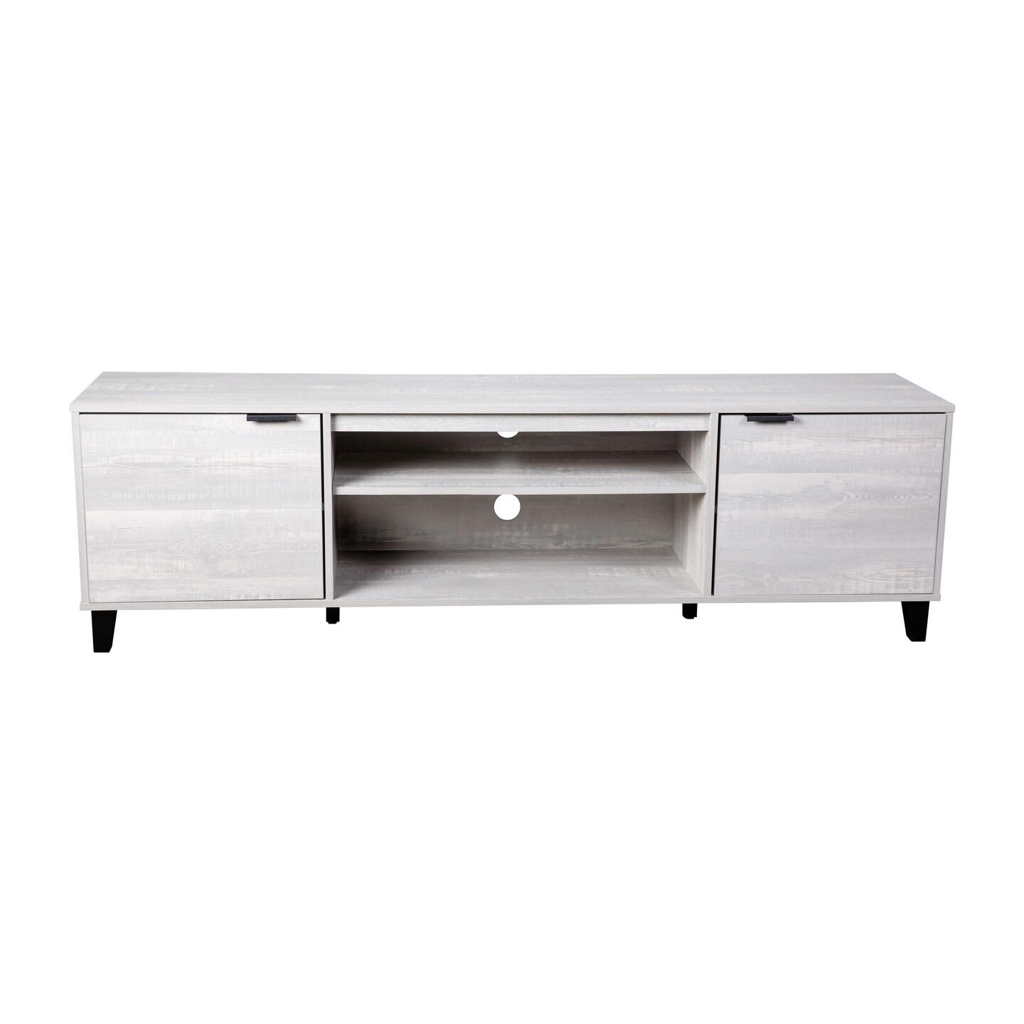 Merrick Lane Walter Mid-Century Modern TV Stand with Adjustable Open Shelves and Two Doors