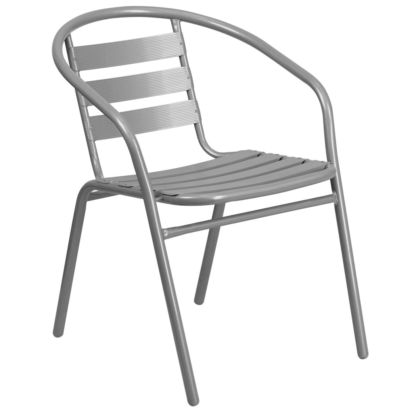 Emma and Oliver Metal Restaurant Dining Stack Chair with Aluminum Slats