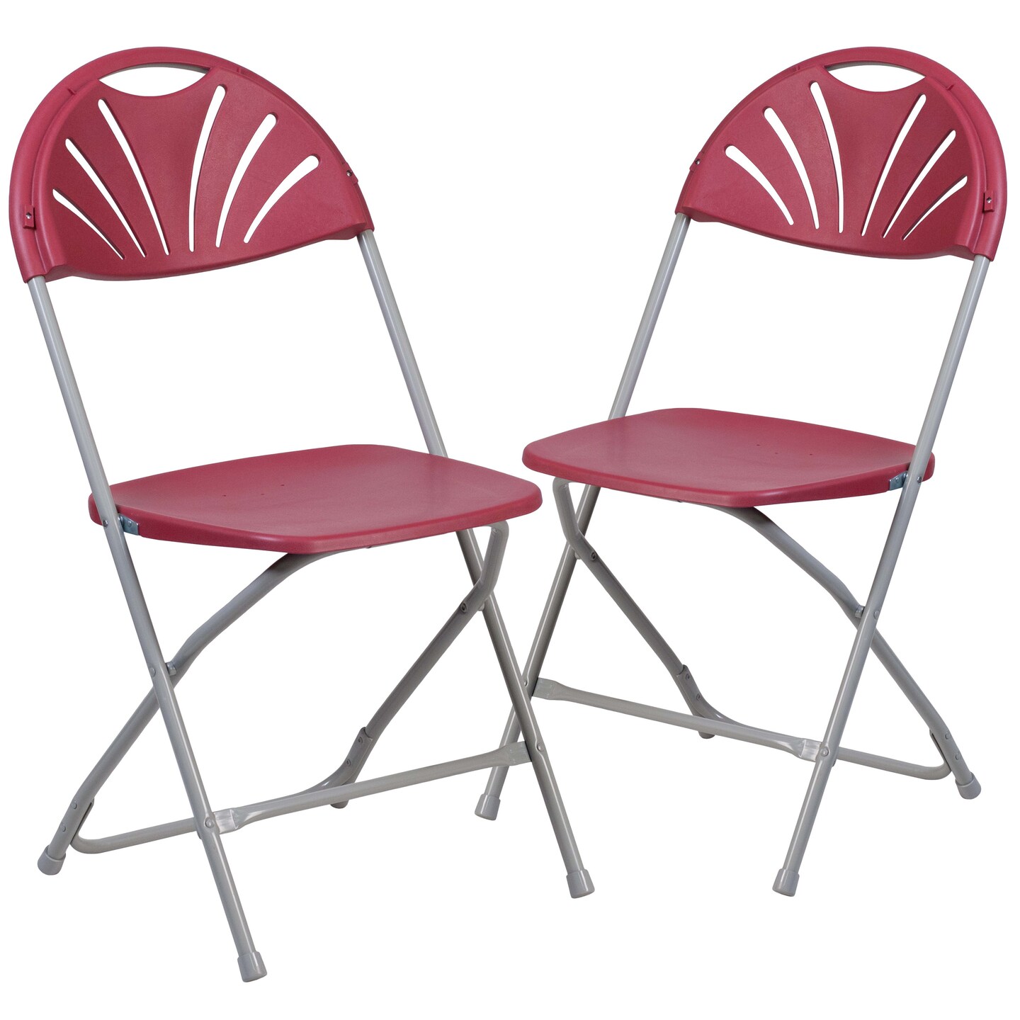 Emma and Oliver 2 Pack Wedding Party Event Fan Back Plastic Folding Chair Home Office