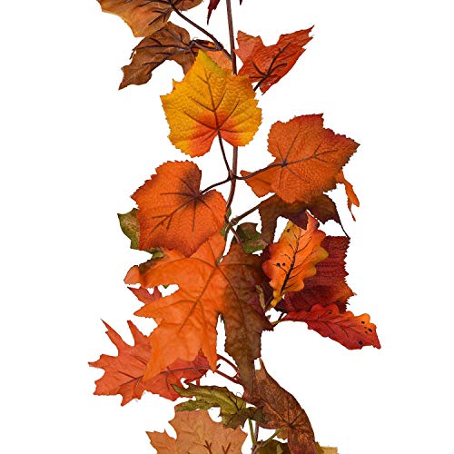 2 Pack Fall Maple Garland - 5.9ft/Piece Artificial Fall Foliage Garland Colorful Autumn Decor for Home Wedding Party (Mixed Color)