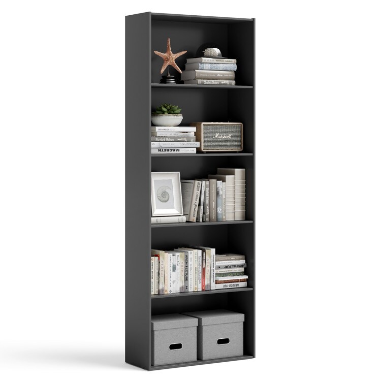 5-Tier Modern Bookcase with Open Storage Shelves and Durable MDF Frame