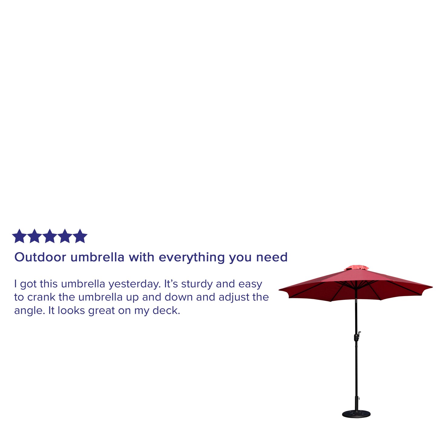 Merrick Lane Bali Patio Umbrella with Base - 9' Polyester Patio Umbrella - 30+ UV Protection - Waterproof Cement Base with 1.5" Diameter Aluminum Pole