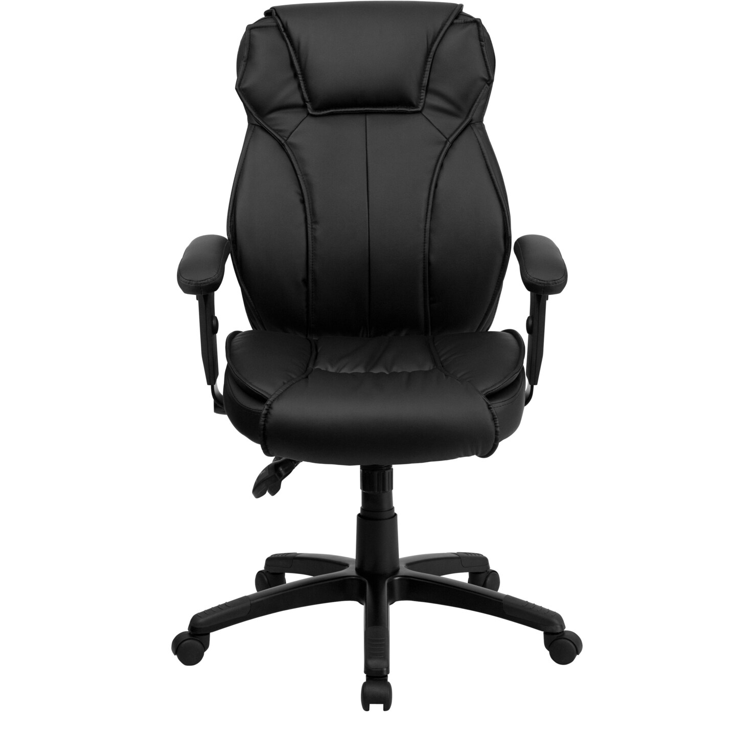 Emma and Oliver High Back Leather Multifunction Executive Swivel Ergonomic Office Chair with Lumbar Support Knob with Arms