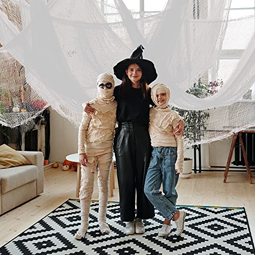 500x39 Inch Large Size Halloween Spooky Cloth-Halloween White Scary Creepy Cloth-Windows Doorways Cover Gauze for Halloween Party Haunted House Decor