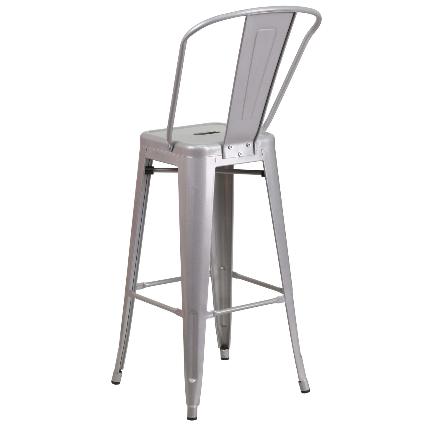 Emma and Oliver Commercial Grade 4 Pack 30&#x22; High Metal Indoor-Outdoor Barstool with Back