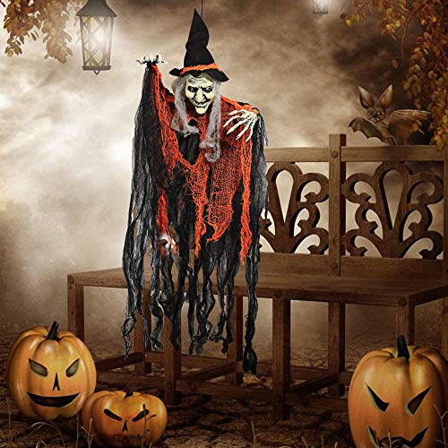 JOYIN 3 Pack 35&#x22; Hanging Ghost Halloween Decorations,Grim Reapers Hanging Witch for Halloween Outdoor Decorations(One Grim Reaper,One Hanging Witch,and One Hanging Reapers)
