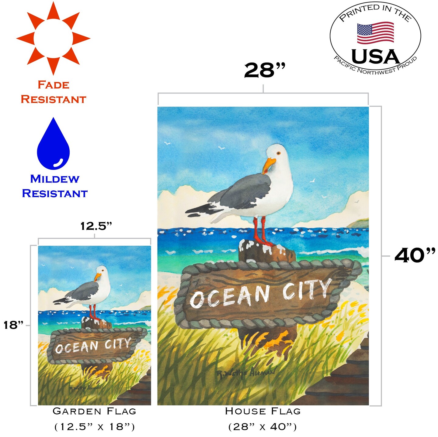 Beach Bird-Ocean City Decorative Bird Flag