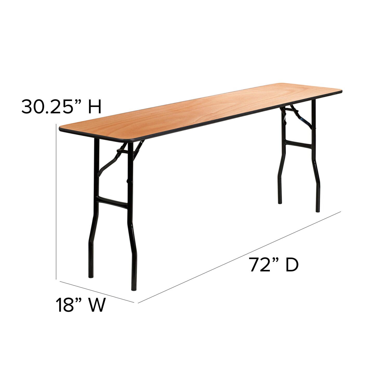 Emma and Oliver 6-Foot Rectangular Wood Folding Training / Seminar Table with Smooth Clear Coated Finished Top