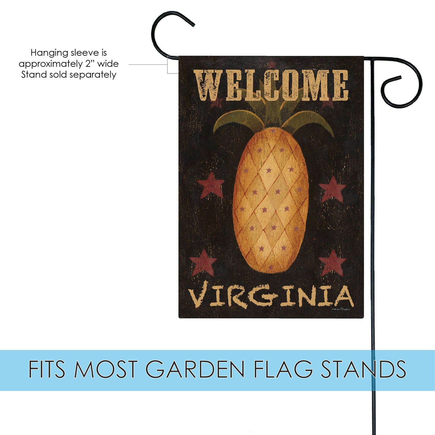 Americana Pineapple-Welcome Virginia Decorative Virginia Flag