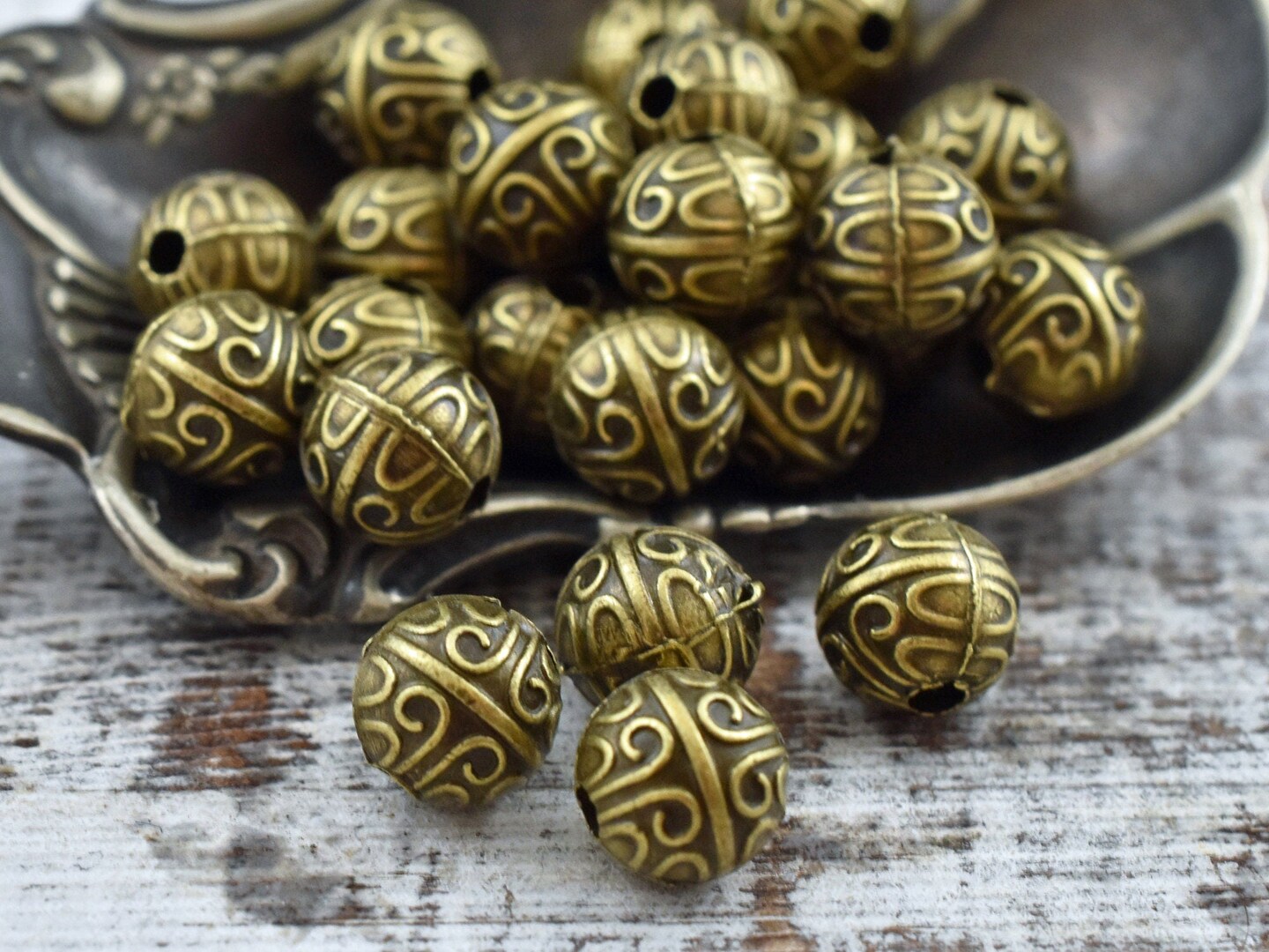 *50* 7mm Antique Bronze Round Spacer Beads