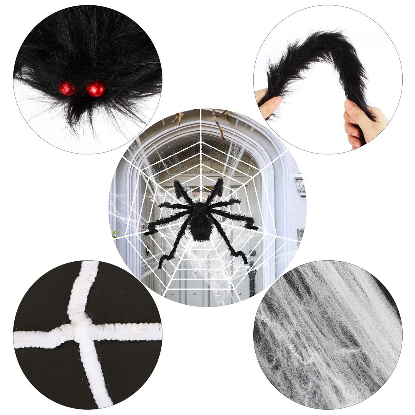 Halloween Spider Decorations | 49 and 59 inch Spider with 126 inch Tarantula Mega Spider Web