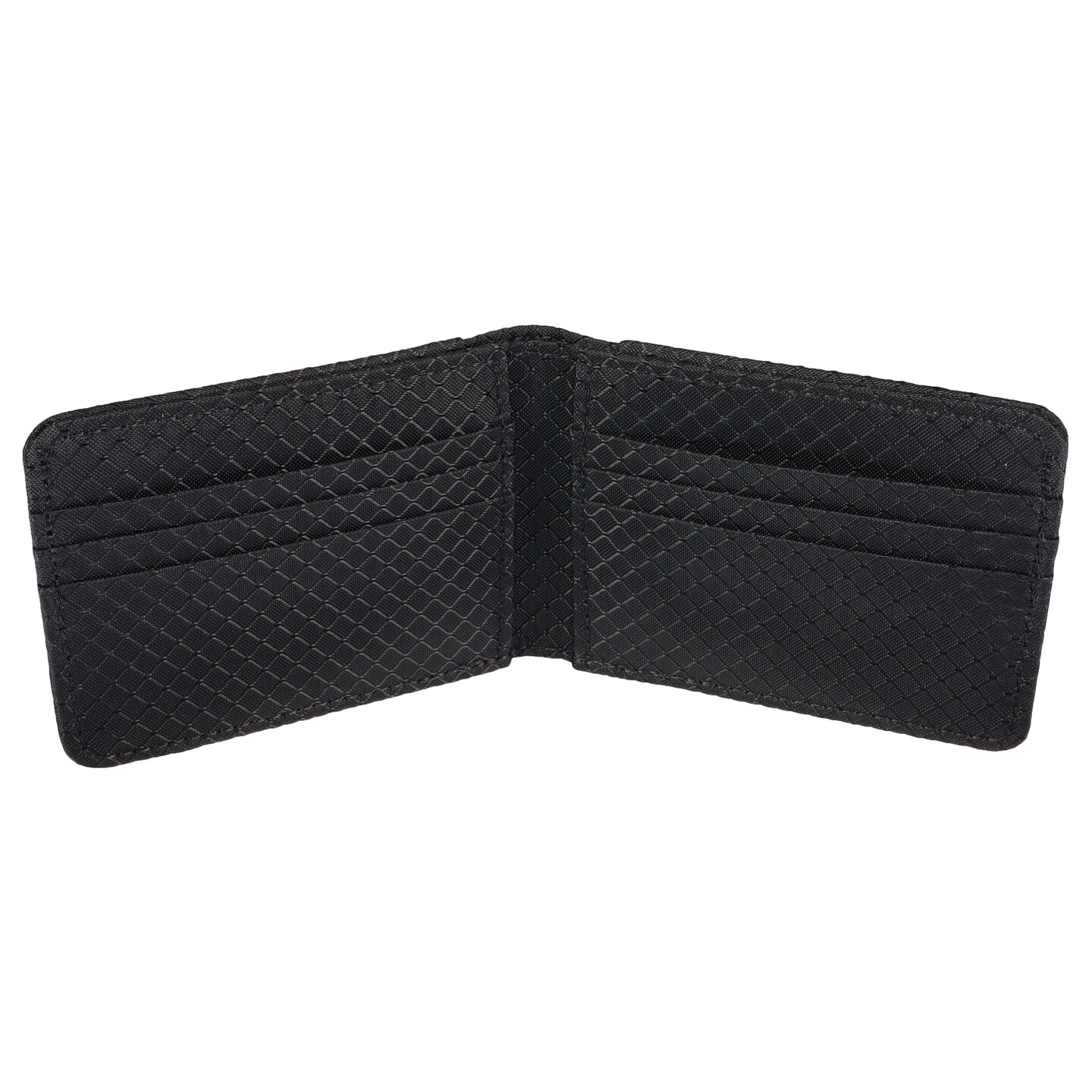 Mens Black Ripstop Fabric Bifold Wallet, Vegan Billfold Wallet