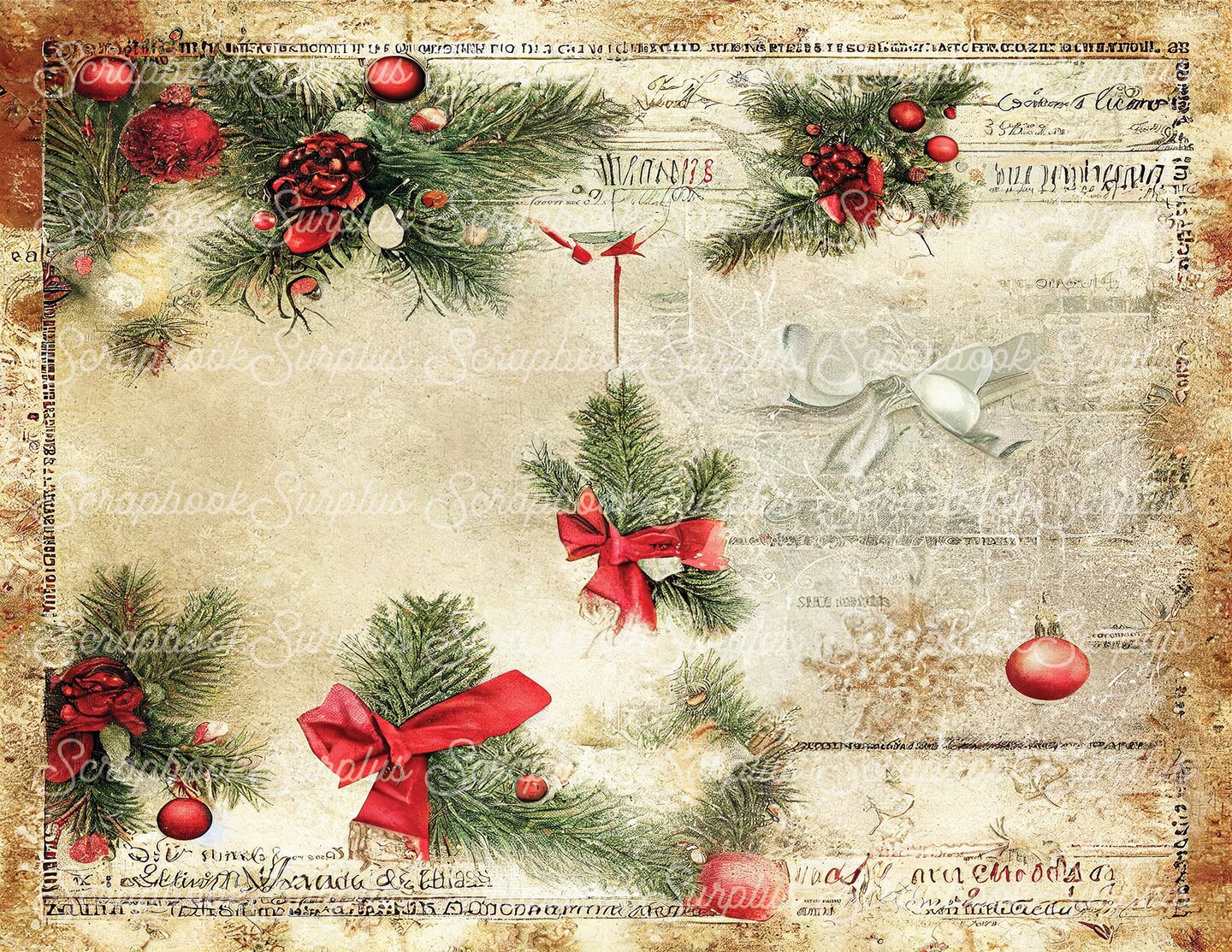 Decoupage Rice Paper OR Vellum Sheets -(Antique Christmas) Set of 6 - 8.5 x  11