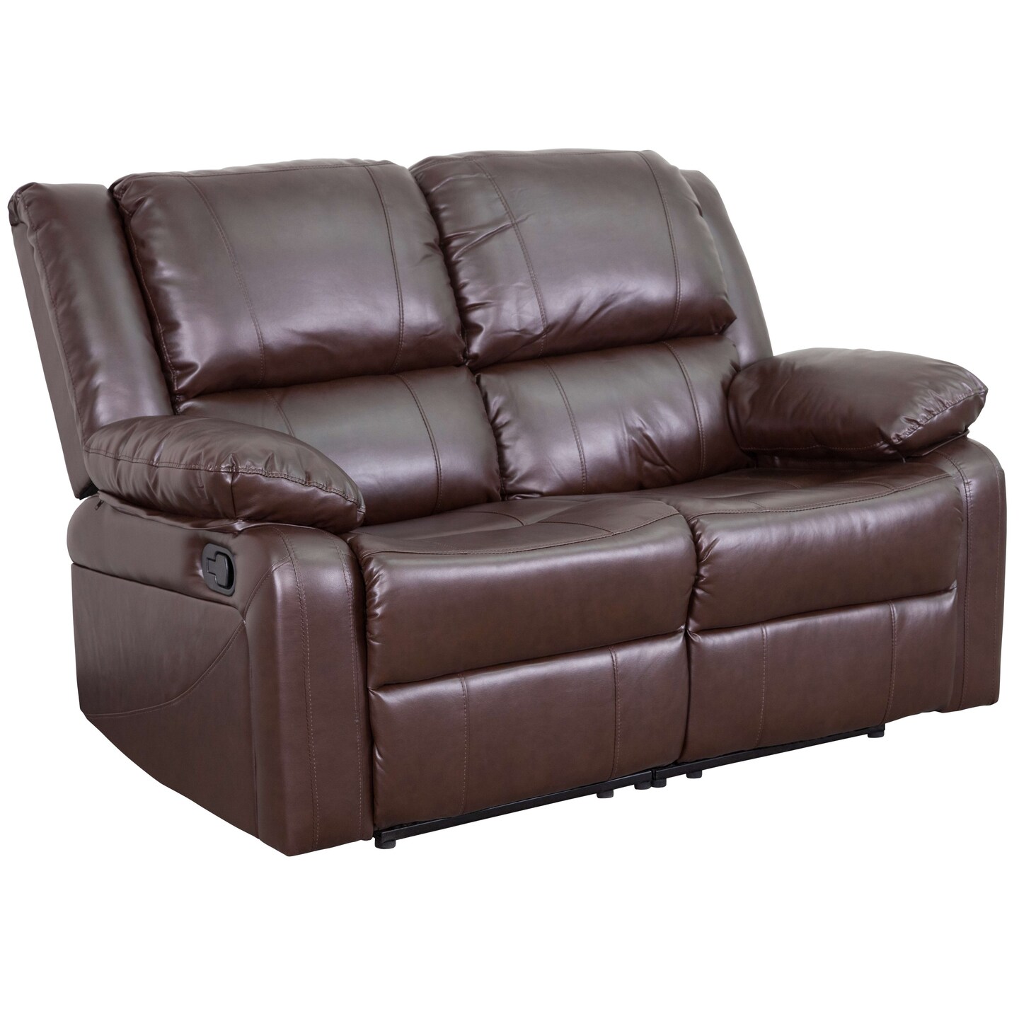 Emma and Oliver Bustle Back Loveseat with Two Built-In Recliners