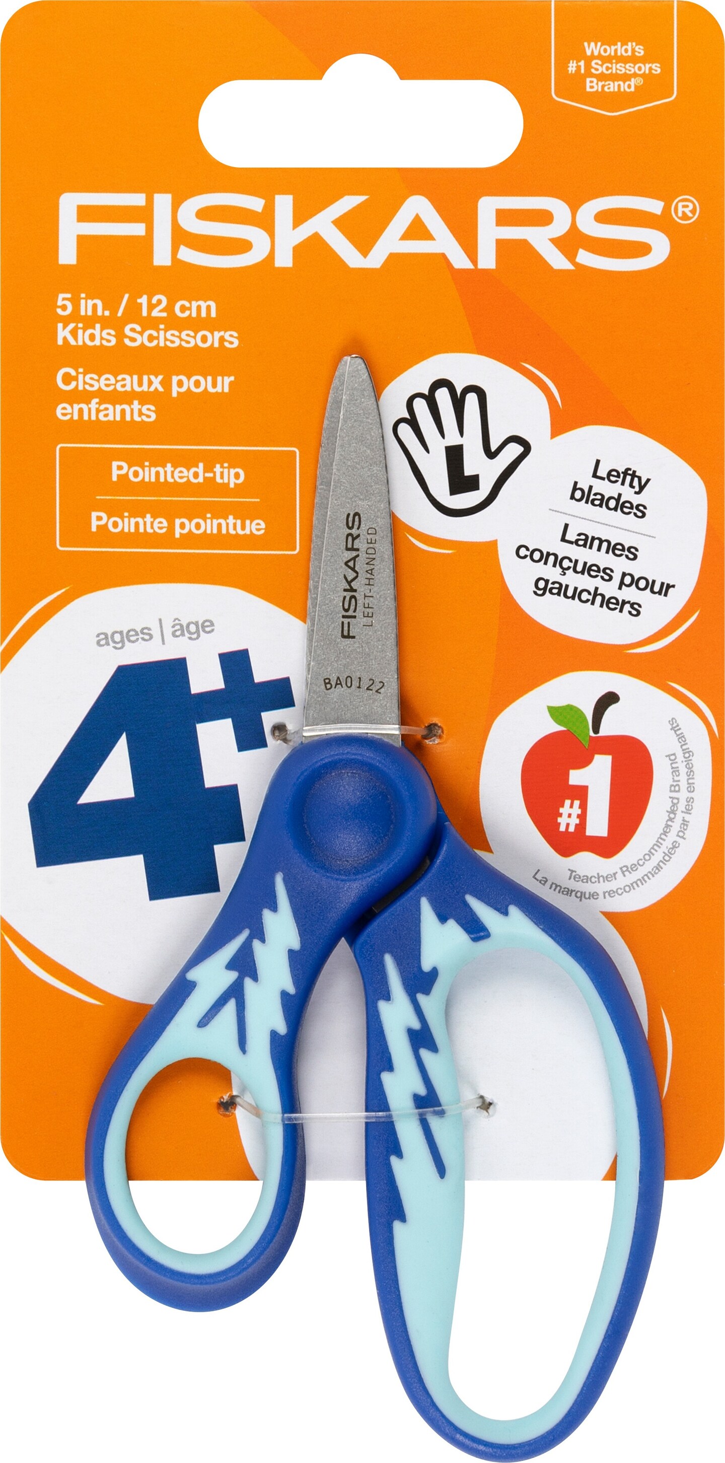 Fiskars Softgrip Kids Pointed Tip Scissors 5"-Blue Lightning