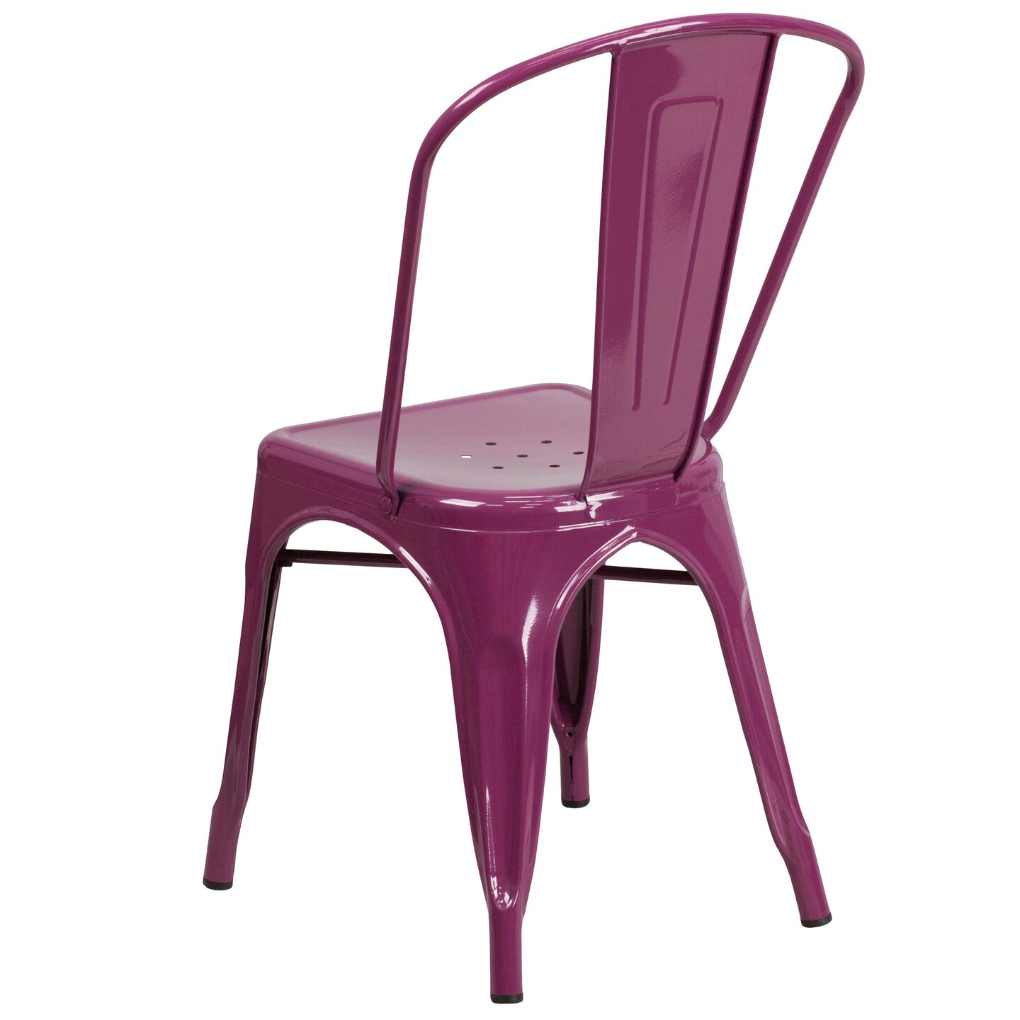 Merrick Lane Wells Indoor/Outdoor Stacking Metal Dining Chair with Single Slat Back and Powder Coated Finish