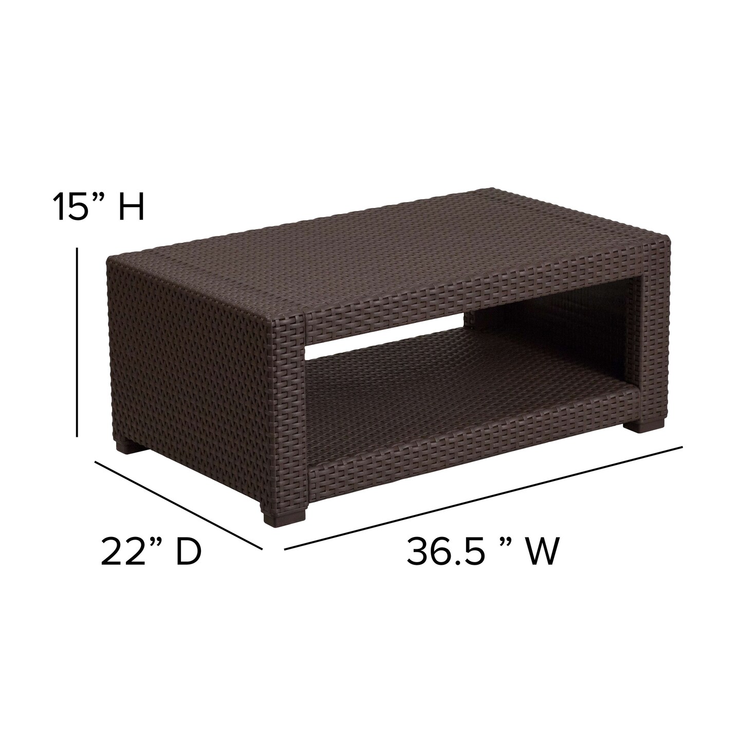 Merrick Lane Errol 4 Piece Faux Rattan Patio Furniture Set with 2 Chairs and Sofa with Removable Beige Cushions and Table