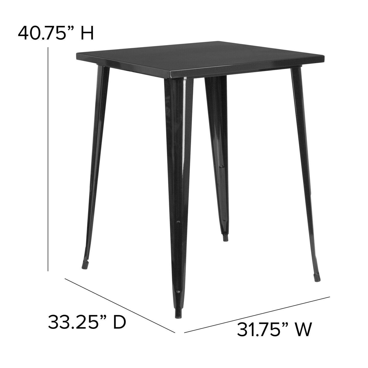 Merrick Lane Rothko Patio Dining Table with Metal Frame and Square Top
