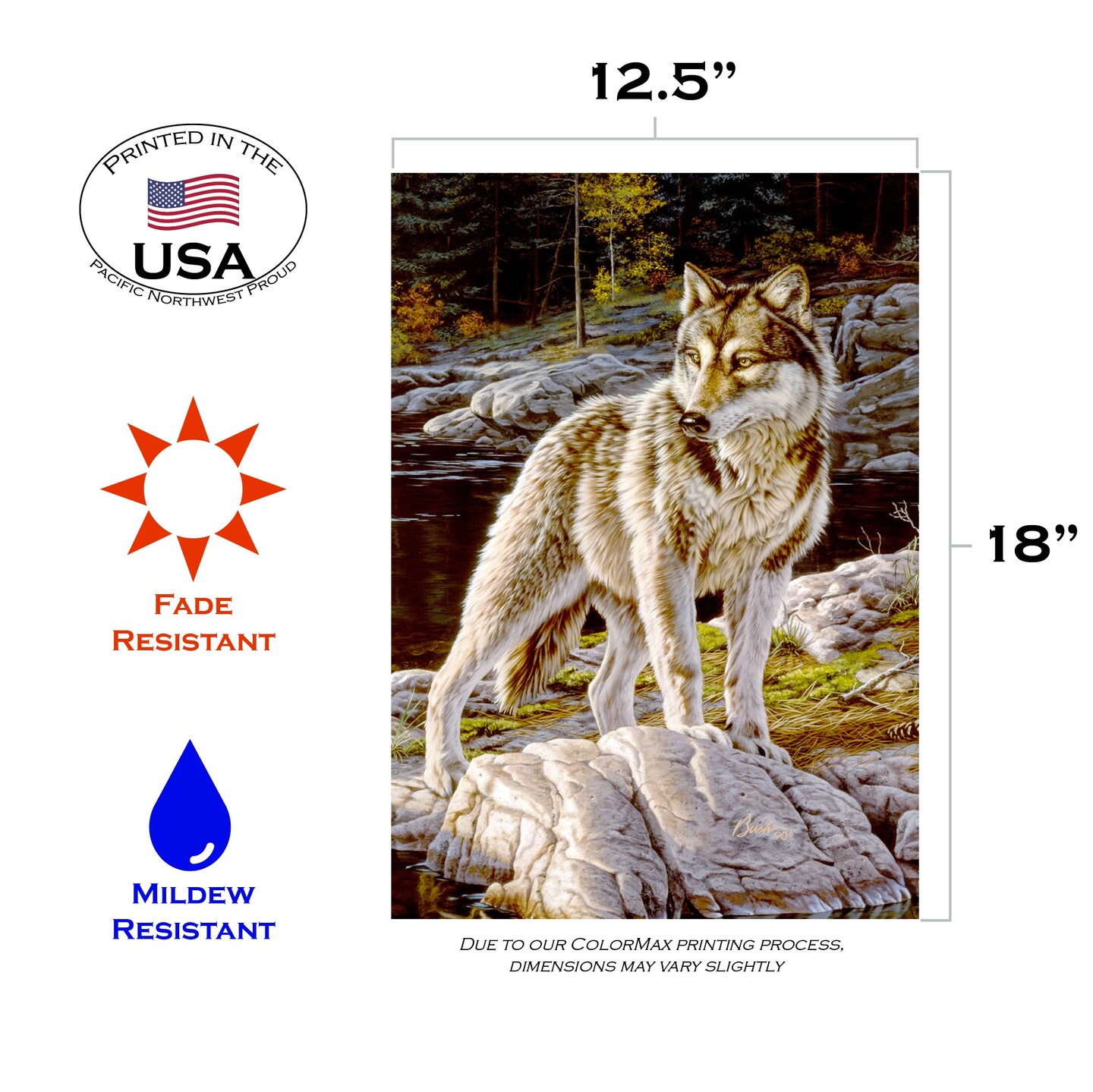 Courage Wolf Decorative Wold Flag