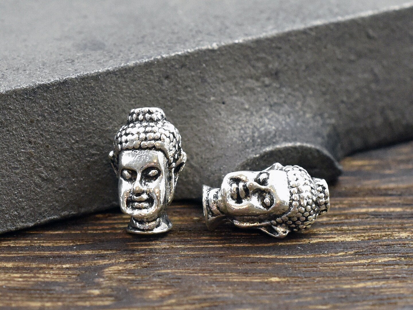 Buddha Beads - Buddha Head Bead - Mala Beads - Meditation Beads - 13x8mm - 10 Beads -- Choose Your color