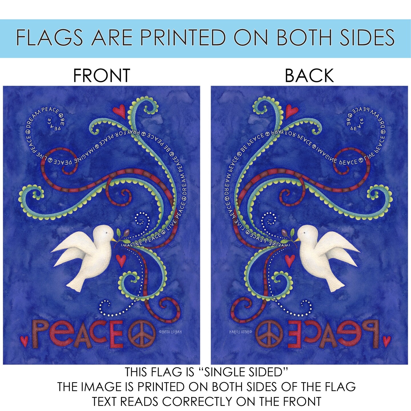 Peace Dove Decorative Bird Flag