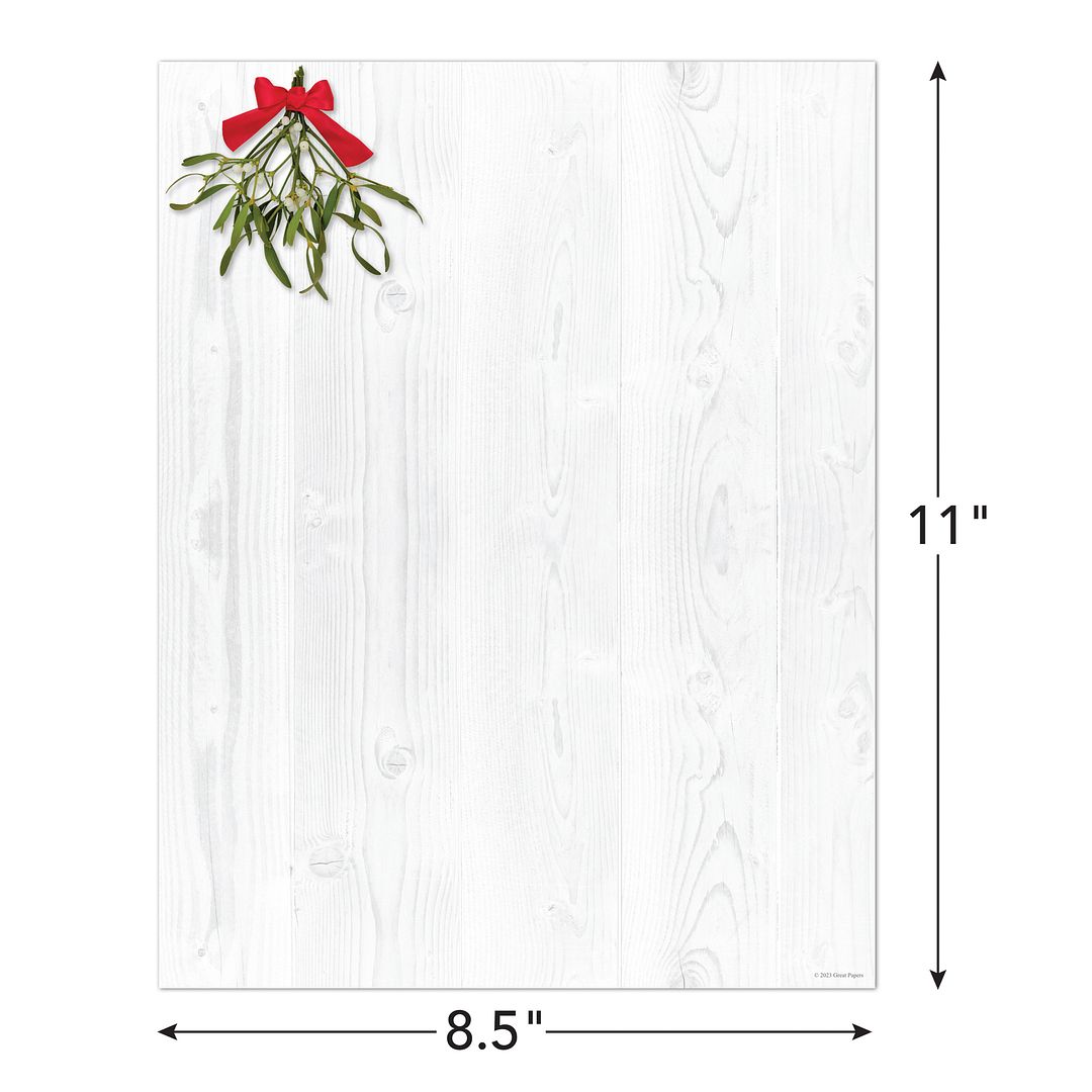 Great Papers! Barnwood Mistletoe Holiday Letterhead, Invitations, and Announcements, Printer Friendly 8.5&#x22; x 11&#x22;, 50PK