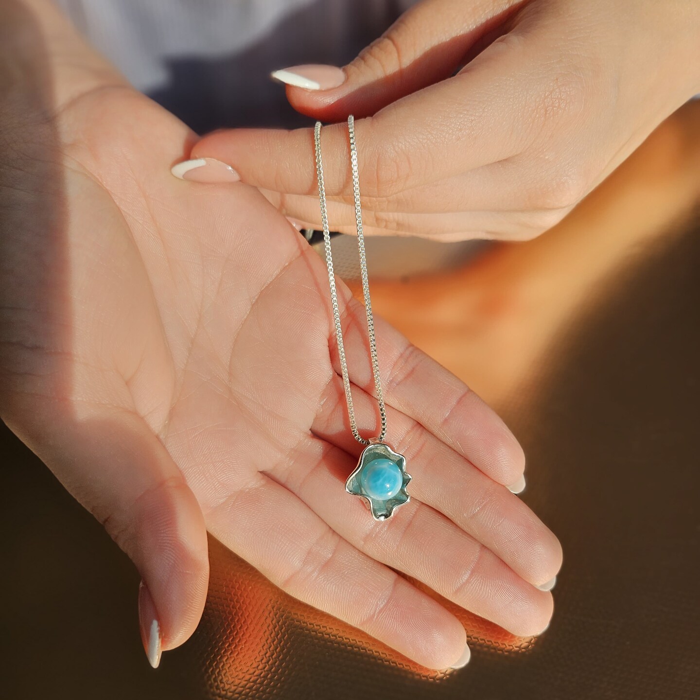 Natural Larimar Gemstone Pendant, Larimar Stone sold Necklace, .925 Sterling Silver Handmade Larimar Jewelry Larimar Pendant Necklace