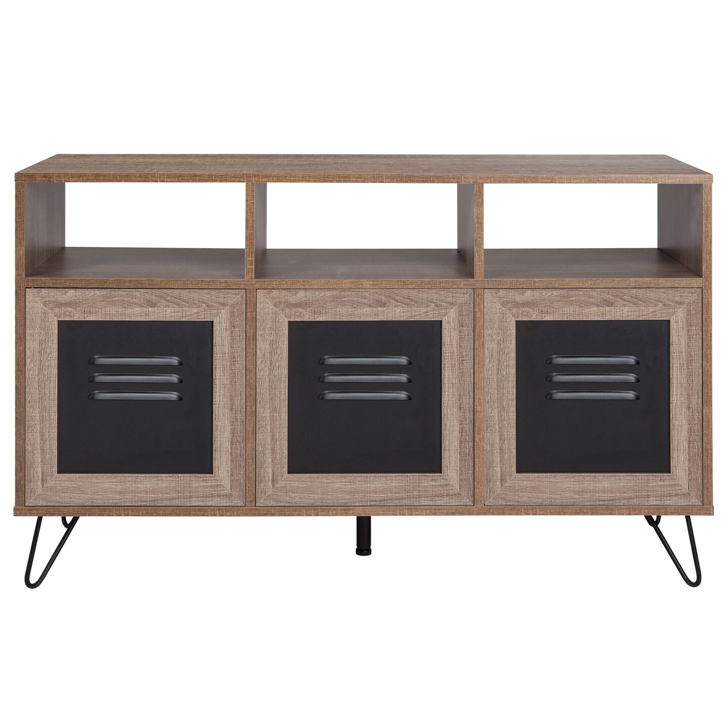 Emma and Oliver 44&#x22;W 3 Shelf Storage Console/Cabinet with Metal Doors