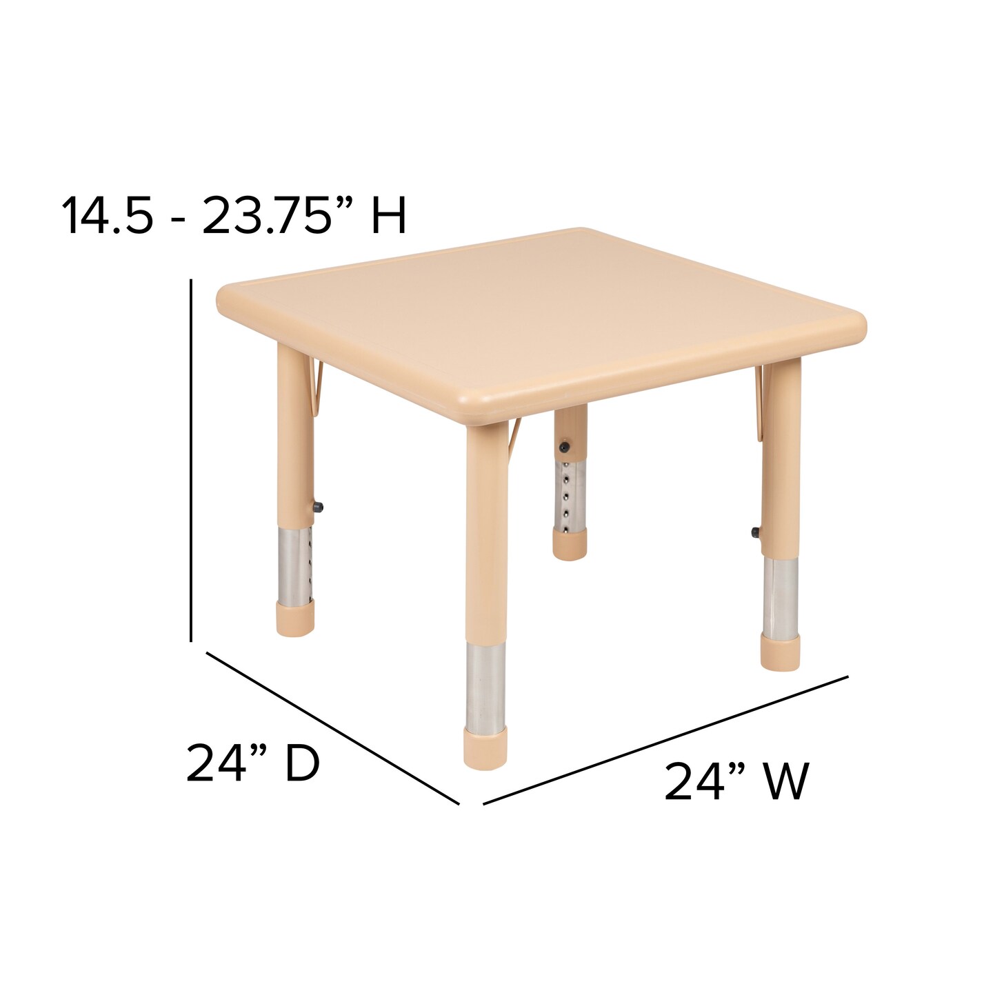 Emma and Oliver 24&#x22; Square Plastic Height Adjustable Activity Table