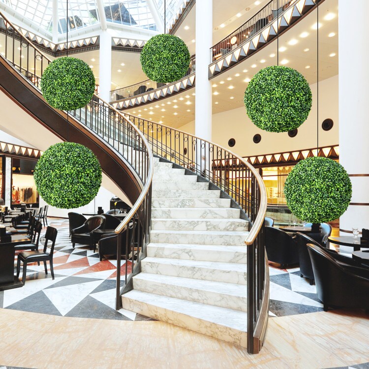 2 Pieces Artificial Boxwood Topiary UV Protected Indoor-Outdoor Balls