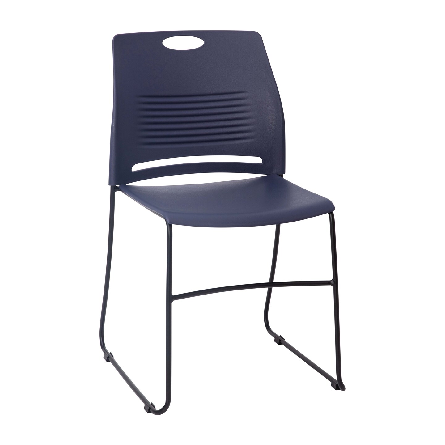 Emma and Oliver Arcana Series Heavy Duty 660 lb. Capacity Ergonomic Polypropylene Stack Chair with Perforated Back and Steel Sled Base